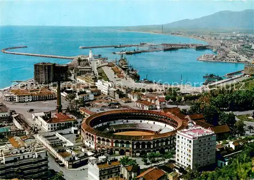 AK / Ansichtskarte Malaga_Andalucia Plaza de Toros u. Hafen Malaga_Andalucia