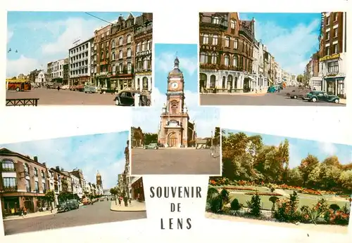 AK / Ansichtskarte Lens_62_Pas de Calais L Eglise   Place de la Gare   Rue de la Gare   Rue de Lille 