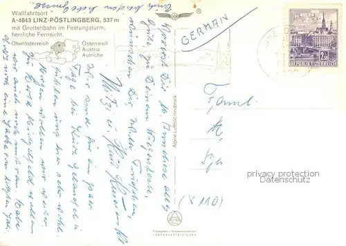 AK / Ansichtskarte Linz_Donau Fliegeraufnahme Linz Poestlingberg m. Grottenbahn im Festungsturm Linz_Donau