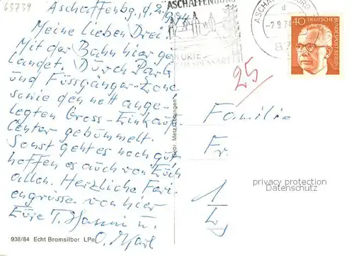 AK / Ansichtskarte Aschaffenburg_Main Blick vom Pompejanum Wuerzburger Str Sandkirche Schloss Mespelbrunn Schloss Schoenbusch Neues Rathaus 1000jaehrige Basilika Schoenborner Hof Aschaffenburg Main