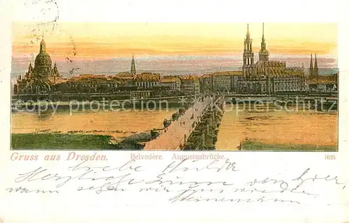 AK / Ansichtskarte Dresden_Elbe Belvedere Augustusbruecke Kuenstlerkarte 