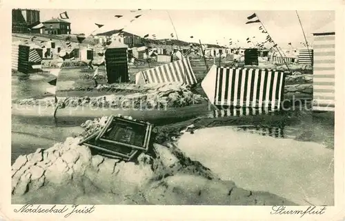 AK / Ansichtskarte Juist_Nordseebad Strand Sturmflut Juist_Nordseebad