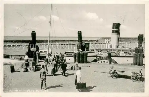 AK / Ansichtskarte Norddeich__Norden_Nordseebad Dampferankunft 