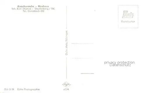 AK / Ansichtskarte Staufenberg_Gernsbach Kutscherstube Neuhaus im Schwarzwald Staufenberg Gernsbach