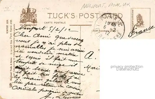 AK / Ansichtskarte Newport__Mon_UK Strassenbahn Pferdekutsche Tucks Post Card No 4789 