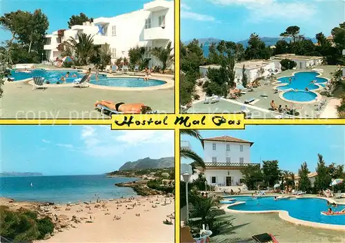 AK / Ansichtskarte Alcudia_Mallorca_ES Hostal Mal Pas Teilansicht m. Pool u. Strand 