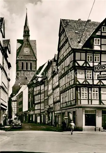 AK / Ansichtskarte Hannover Kramerstrasse u. Turm d. Marktkirche Fachwerkhaeuser Hannover