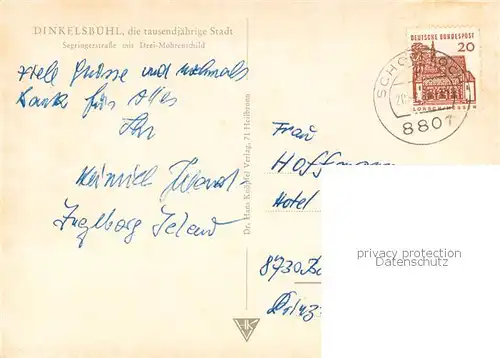 AK / Ansichtskarte Dinkelsbuehl Segringerstrasse mit Drei Mohren Schild Dinkelsbuehl