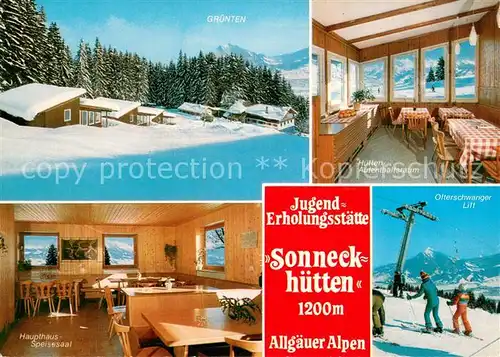 AK / Ansichtskarte Ofterschwang Jugend Erholungsstaette Sonneck Huetten Speisesaal Aufenthaltsraum Oferschwanger Lift Ofterschwang