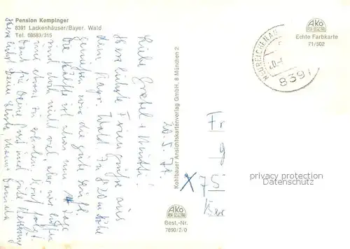 AK / Ansichtskarte Lackenhaeuser_Niederbayern Pension Kempinger Lackenhaeuser Niederbayern