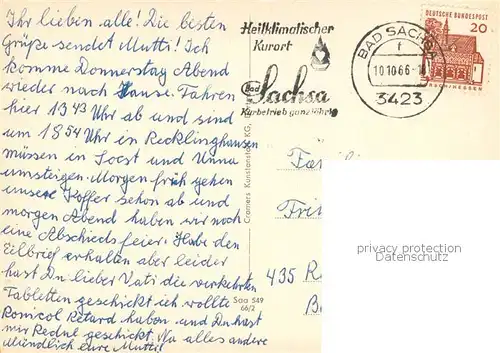 AK / Ansichtskarte Bad_Sachsa_Harz Genesungsheim Pfaffenberg Haus Buchenried Haus Tanneck Bad_Sachsa_Harz