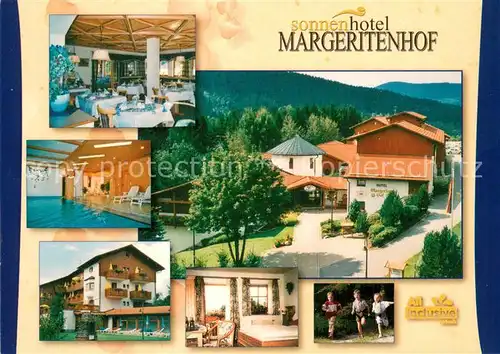 AK / Ansichtskarte Drachselsried Sonnenhotel Margeritenhof Gastraum Hallenbad Gaestezimmer Drachselsried