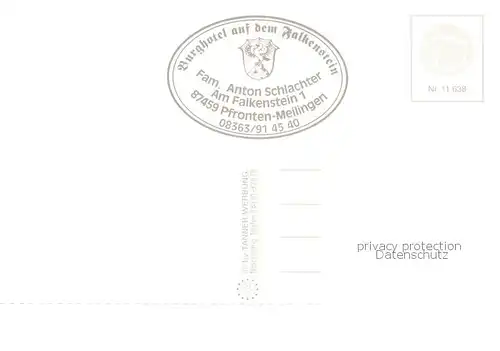 AK / Ansichtskarte Meilingen_Pfronten Burghotel auf dem Falkenstein Terrasse Zugspitze Saeuling Mieminger Gruppe 