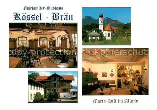 AK / Ansichtskarte Speiden_Eisenberg_Allgaeu Mariahilfer Sudhaus Koessel Braeu Gastraeume Kirche Speiden_Eisenberg_Allgaeu