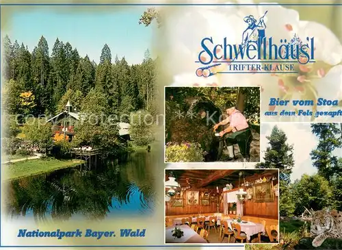 AK / Ansichtskarte Zwiesel__Niederbayern Schwellhaeusl Trifterklause Nationalpark Bayer Wald Bier vom Stoa aus dem Fels gezapft Gaststube 