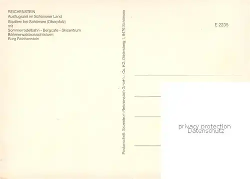 AK / Ansichtskarte Stadlern__Schoensee_Oberpfalz Bergcafe am Reichenstein 