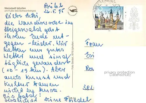 AK / Ansichtskarte Iphofen Fliegeraufnahme Iphofen