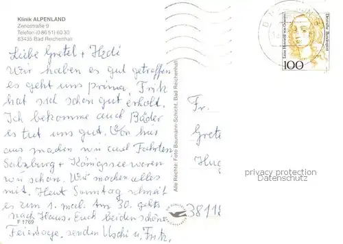 AK / Ansichtskarte Bad_Reichenhall Klinik Alpenland Gastraeume Foyer Bad_Reichenhall