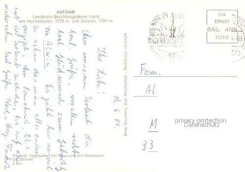 AK / Ansichtskarte Aufham_Anger Fliegeraufnahme mit Hochstaufen und Zwiesel Aufham Anger