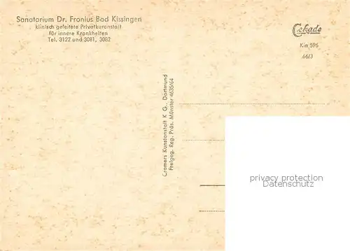 AK / Ansichtskarte Bad_Kissingen Sanatorium Dr Fronius Fliegeraufnahme Bad_Kissingen