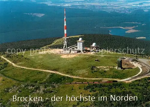 AK / Ansichtskarte Brocken_Harz Fliegeraufnahme mit Fernmeldeeinrichtungen Brocken Harz