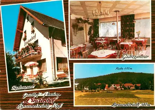 AK / Ansichtskarte Braunetsrieth Restaurant Lindenhof Gaestezimmer Ortsansicht mit Platte Braunetsrieth