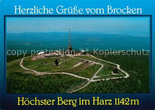AK / Ansichtskarte Brocken_Harz Fliegeraufnahme mit Sendeanlagen Brocken Harz