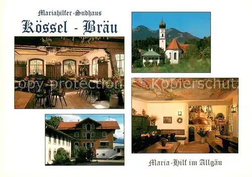 AK / Ansichtskarte Speiden_Eisenberg_Allgaeu Mariahilfer Sudhaus Koessel Braeu Gastraeume Kirche Speiden_Eisenberg_Allgaeu