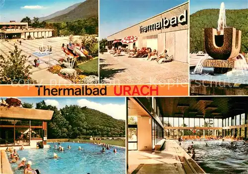 AK / Ansichtskarte Urach_Bad Thermalbad Liegeplatz Brunnen Frei und Hallenbad Urach_Bad
