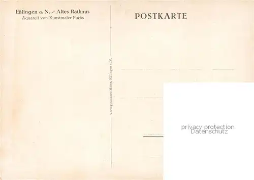 AK / Ansichtskarte Esslingen__Neckar Altes Rathaus Aquarell 
