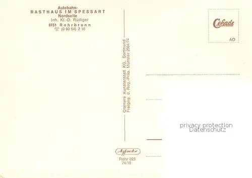 AK / Ansichtskarte Rohrbrunn Autobahn Rasthaus im Spessart Rohrbrunn