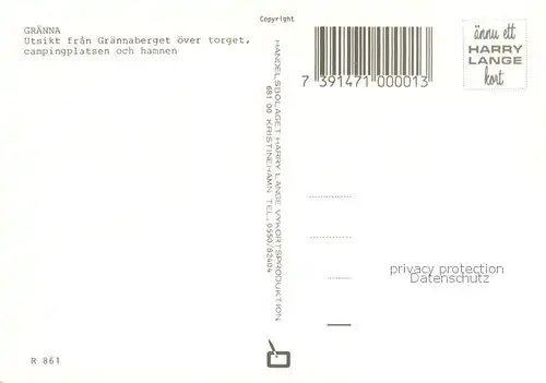 AK / Ansichtskarte Graenna_Sweden Utsikt fran Graennaberget oever torget campingplatsen och hamnen 