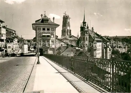 AK / Ansichtskarte Fribourg_FR Route des Alpes Cathedrale Hotel de Ville Fribourg FR