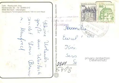 AK / Ansichtskarte Wertach Cafe Restaurant Joerg m. Schwimmbad Minigolfplatz Alpvieh Gruenengipfel Wertach