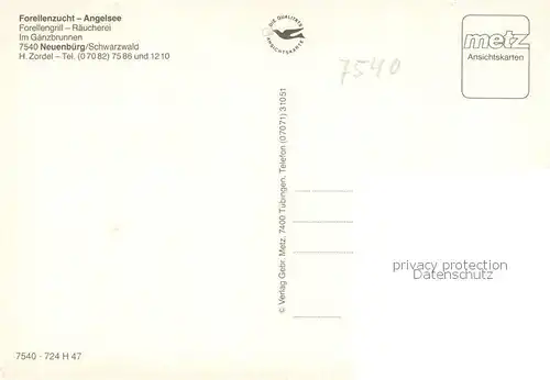 AK / Ansichtskarte Neuenbuerg_Dobel Forellenzucht Angelsee Teilansichten 