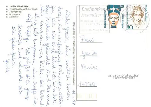 AK / Ansichtskarte Kalbe_Milde Median Klinik Eingangsbereich Speisesaal Kurpark  Kalbe Milde