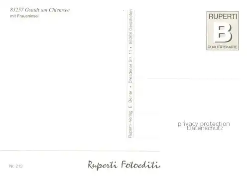 AK / Ansichtskarte Gstadt_Chiemsee Fliegeraufnahme Gsad m. Fraueninsel Gstadt_Chiemsee