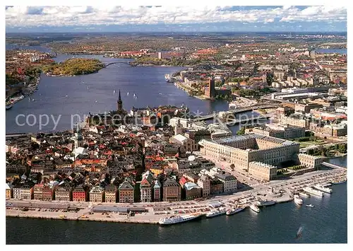 AK / Ansichtskarte Stockholm Fliegeraufnahme Panorama Stockholm