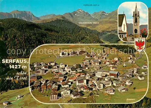 AK / Ansichtskarte Serfaus_Tirol Fliegeraufnahme Gesamtansicht m. Koelnerhaus u. Furgler Serfaus Tirol