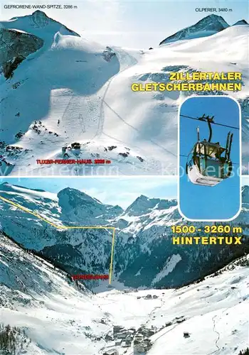 AK / Ansichtskarte Hintertux_Zillertal Zillertaler Gletscherbahnen Wand Spitze Olperer  Winter Schnee Hintertux_Zillertal