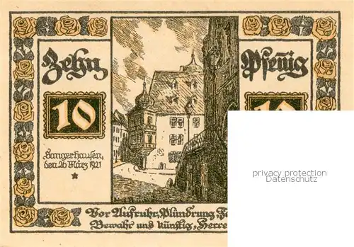 AK / Ansichtskarte Sangerhausen_Suedharz 10 Pfennig Notgeld Sangerhausen Suedharz