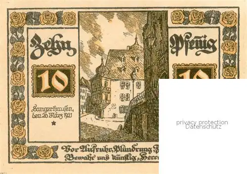 AK / Ansichtskarte Sangerhausen_Suedharz 10 Pfennig Notgeld Sangerhausen Suedharz