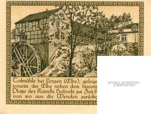 AK / Ansichtskarte Lenzen_Elbe 50 Pfennig Notgeld Talmuehle Lenzen Elbe