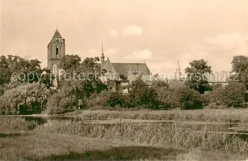 AK / Ansichtskarte Guestrow_Mecklenburg_Vorpommern An der Schanze Blick zur Kirche Guestrow_Mecklenburg