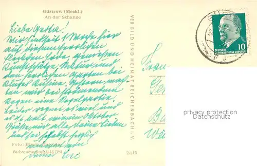 AK / Ansichtskarte Guestrow_Mecklenburg_Vorpommern An der Schanze Blick zur Kirche Guestrow_Mecklenburg