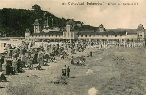 AK / Ansichtskarte Heringsdorf_Ostseebad_Usedom Strand mit Familienbad Heringsdorf_Ostseebad