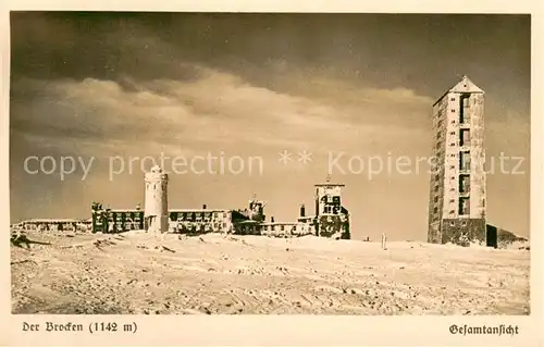 AK / Ansichtskarte Brocken_Harz Berghotel Aussichtsturm im Winter Brocken Harz