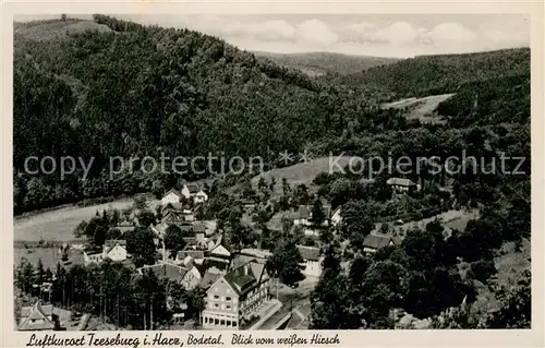 AK / Ansichtskarte Treseburg_Harz Panorama Blick vom weissen Hirsch ins Bodetal Treseburg Harz