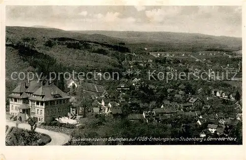 AK / Ansichtskarte Gernrode_Harz Panorama Blick vom einzelnen Baeumchen FDGB Erholungsheim Stubenberg Gernrode Harz