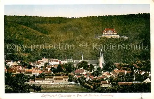 AK / Ansichtskarte Gernrode_Harz Ortsansicht mit Blick zum Kurhotel Stubenberg Gernrode Harz
